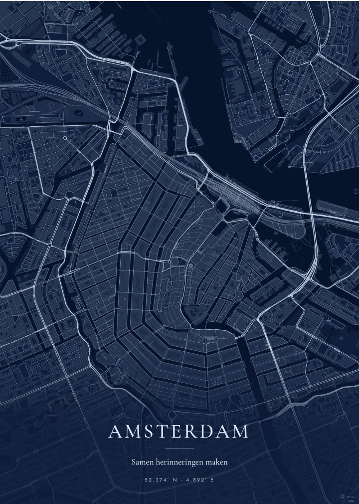 Um presente de Natal pessoal: o seu lugar num póster — Amsterdam · Midnight Blue